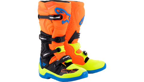 Alpinestars Tech 5 Boots motocross - Blue / Black / Fluorescent Yellow / Fluorescent Orange - US 11 / EU 45.5 - 2015015-4755-11 - FINAL SALE