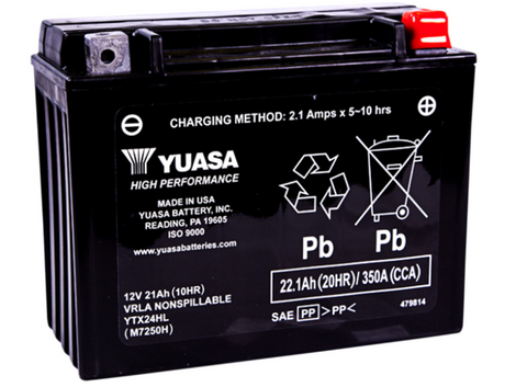 YUASA High Performance AGM Maintenance-Free Battery - YUAM7250H - YTX24HL