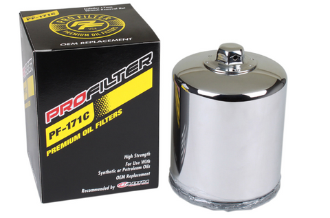 Pro Filter Replacement Oil Filter for Harley FL/FX models - Chrome - PF-171C