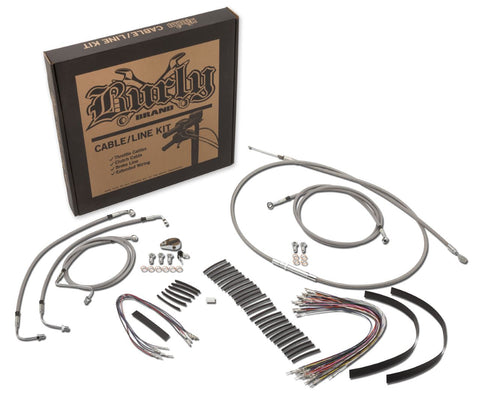 Burly Brand B30-1105 - 15-inch Handlebar Installation Kit w/ ABS for Harley-Davidson - Stainless