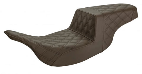 Saddlemen Step-Up 2-Up Seat for 1997-07 Harley Electra Glide models - Brown/Lattice Stitched - 897-07-175BR