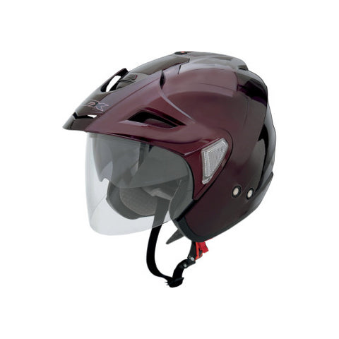 AFX FX-50 Open-Face Helmet with Face Shield - Dark Wine Red - Small