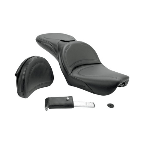 Saddlemen Explorer 2-Up Seat with Driver Backrest for 2004-05 Harley Dyna Wide Glide - Black/Smooth Stitched - 804-05-0301