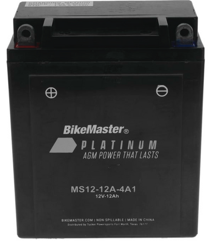 BikeMaster AGM Platinum Battery - 12 Volt - MS12-12A-4A1