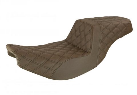 Saddlemen Step-Up 2-Up Seat for 2014-19 Indian Chief/Chieftan/Roadmaster models - Brown/Lattice Stitched - I14-07-175BR