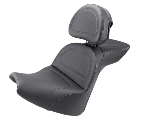 Saddlemen Ultimate Comfort Explorer 2-Up Seat with Driver Backrest for 2018-20 Harley Softail Breakout - Black/Smooth Stitched - 818-31-030