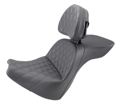 Saddlemen Explorer 2-Up Seat for 2018-20 Harley Softail Breakout - Black/Lattice Stitched - 818-31-030LS