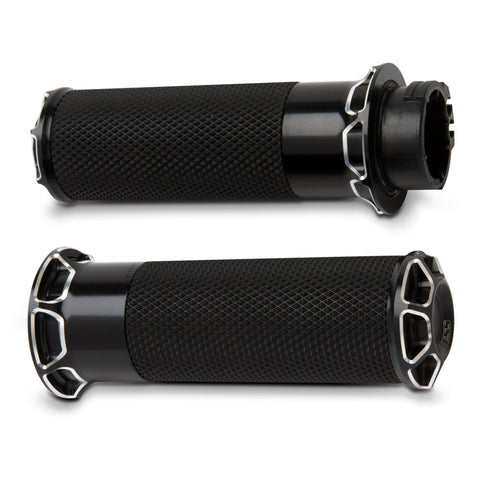 Arlen Ness Fusion Series Grips for Harly Twist Throttle - Bevelled/Black - 07-329