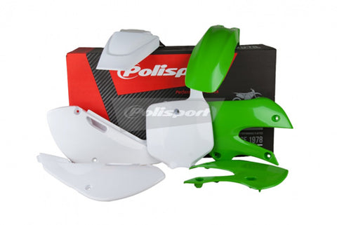 Polisport MX Complete Replica Plastics Kit for 2000-22 Kawasaki KX65 - OE Green/White/Green - 90540