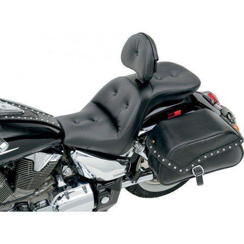 Saddlemen Explorer 2-Up Seat with Driver Backrest for 2003-09 Honda VTX1300R/S models - Black/Pillow Top - H03-10-030RS