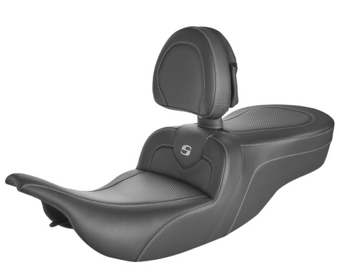 Saddlemen Roadsofa 2-Up Seat with Driver Backrest for 1997-07 Harley Electra Glide models - Carbon Fiber - 897-07-185BR