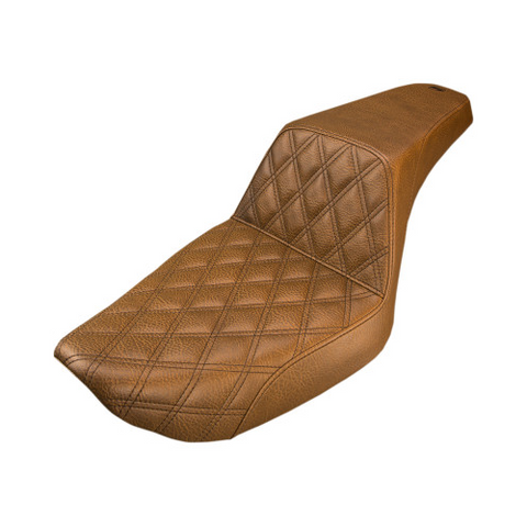 Saddlemen Step-Up 2-Up Seat for 1991-95 Harley Dyna models - Brown/Lattice Stitched - 891-04-172BR