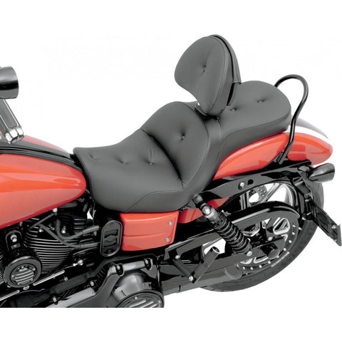 Saddlemen Explorer 2-Up Seat with Driver Backrest for 2006-17 Harley Dyna models - Black/Pillow Top - 806-04-030RS